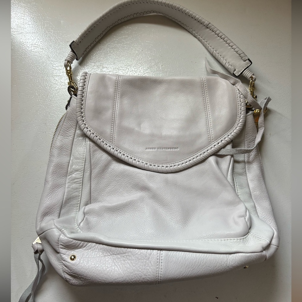 Aimee Kestenberg White Leather Backpack with Adjustable Straps